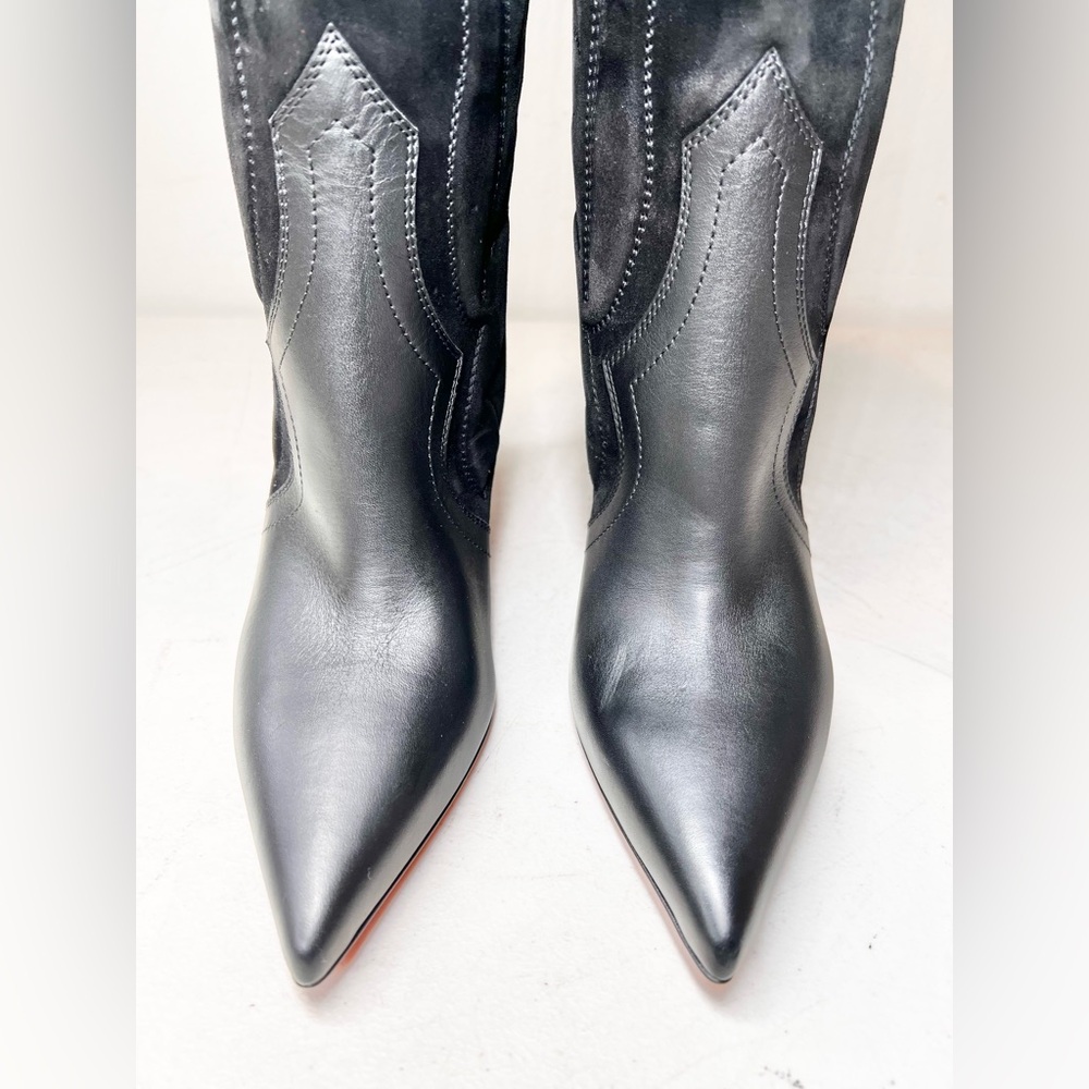 Christian Louboutin Santia Botta 85mm Knee-High Western Pointed Toe Heeled Boots - Picture 6 of 11